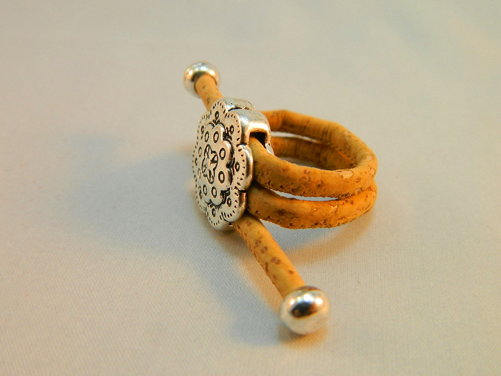 Cork-ring-Handmade-jewelry-alloy-flowers-adjustable 2