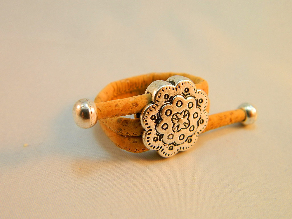 Cork-ring-Handmade-jewelry-alloy-flowers-adjustable 6