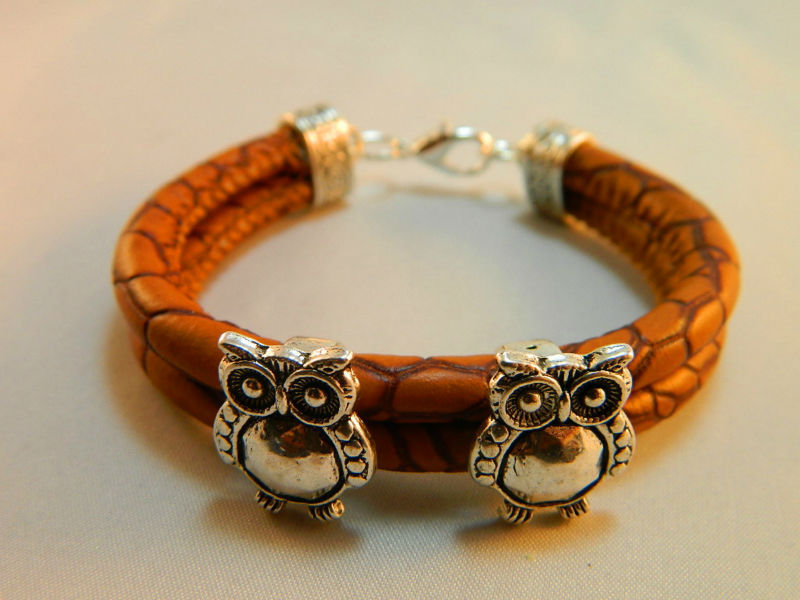 owl leather bracelet 1